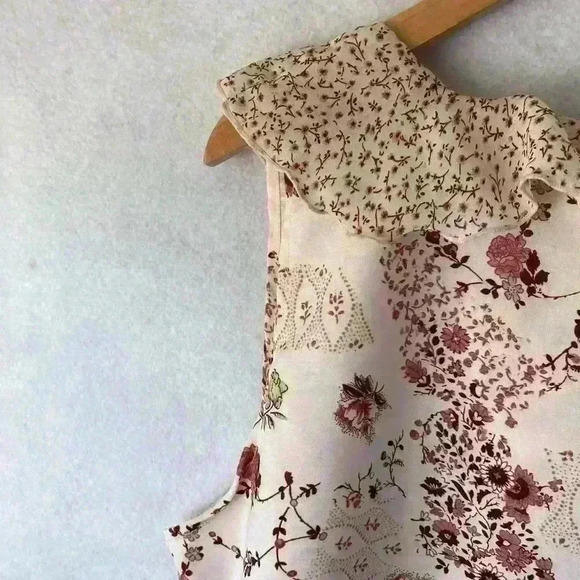 Robert Louis Silk Floral Sleeveless Ruffle V Neck Tank Top Blouse Size 1X - Picture 5 of 11